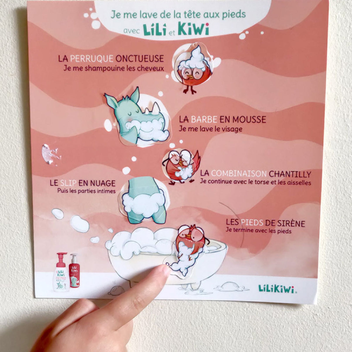 Affiche Je me lave de la tête aux pieds LiLiKiWi