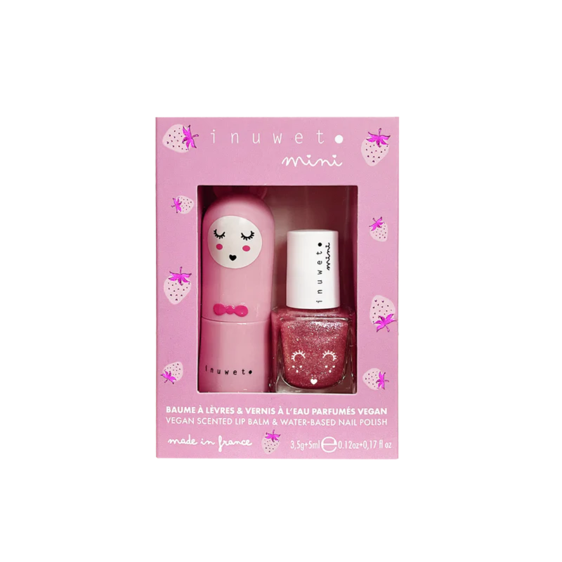 Set nagellak en lippenbalsem "Roos" - INUWET