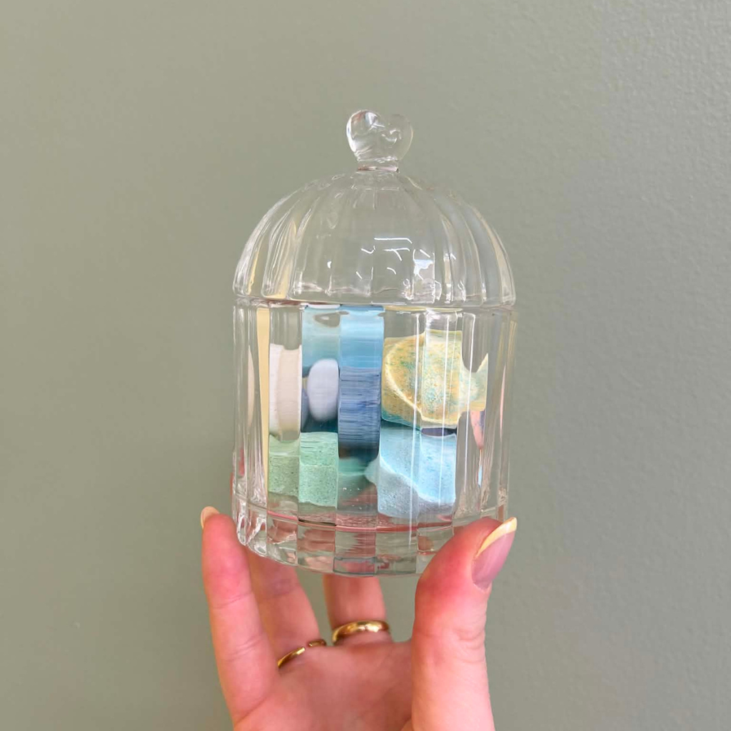 Pot en verre avec perles de bain (10 perles effervescentes)