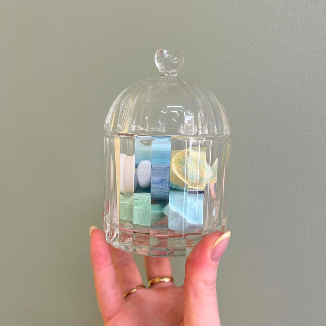 Pot en verre avec perles de bain (10 perles effervescentes)