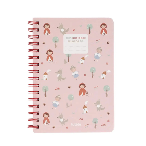 Cahier à spirale Tutete Le petit chaperon rouge, couverture rose illustrée