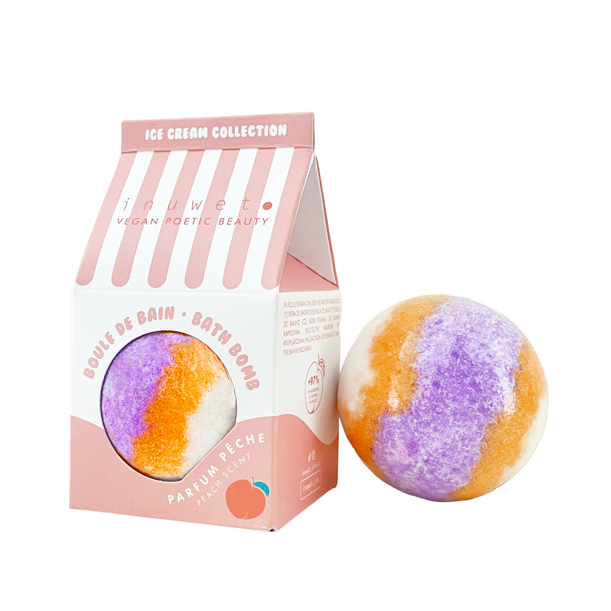 Bombe de bain pour enfant parfum pêche de la marque Inuwet