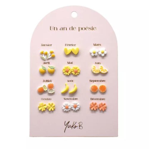 Boucles d'oreille enfants en acier inoxydable jaune Yuko B 