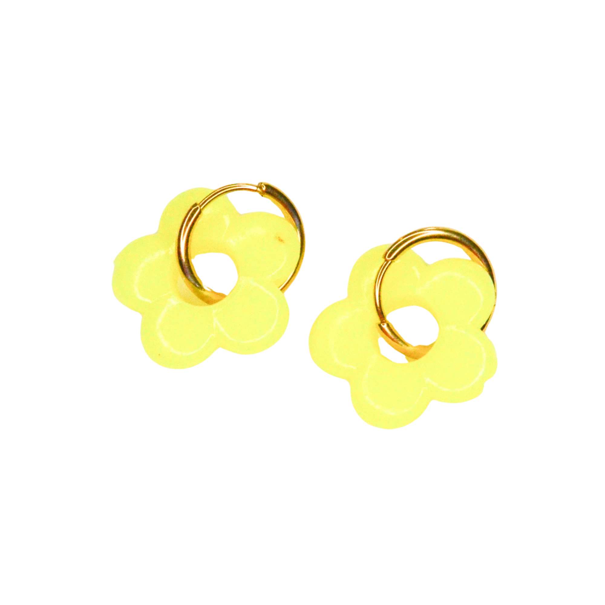 Boucle d'oreille jaune pour enfant en forme de fleurs