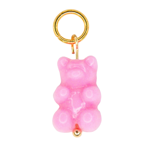 Breloque ourson rose pour les colliers personnalisable de la marque Feestbeest 