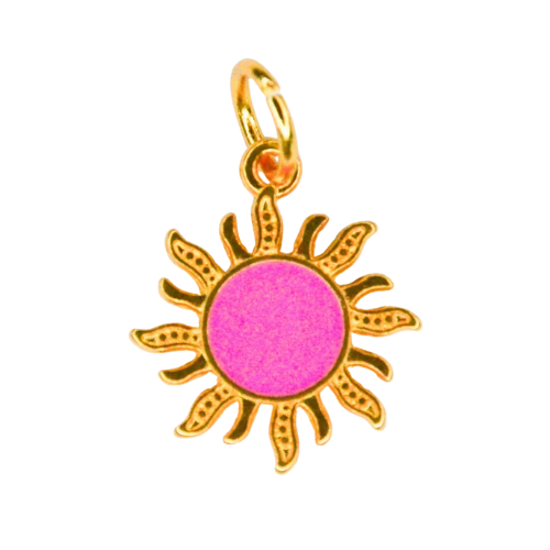 Breloque soleil rose et dore pour collier perszonnalisable pour enfant Feestbeest