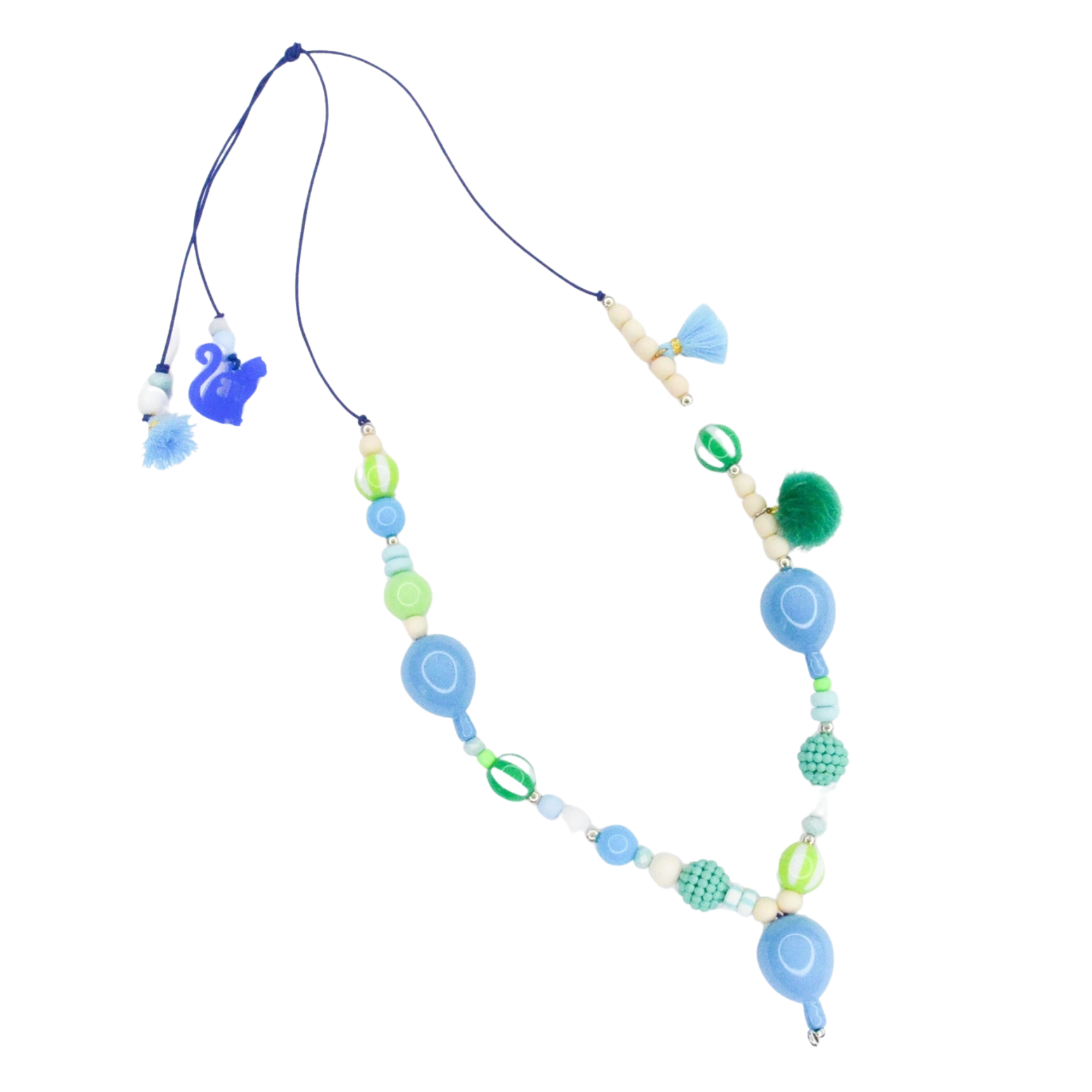 Collier pour enfant de la marque Feestbeest pour ajouter des breloques de couleur vert et bleu 
