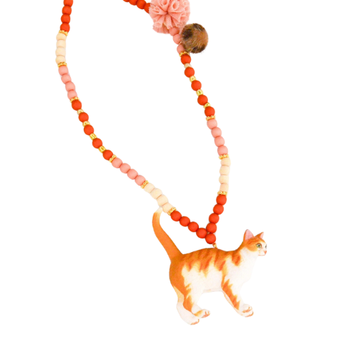 Collier personnalisable pour enfants de la marque Feestbeest rose et rouge 