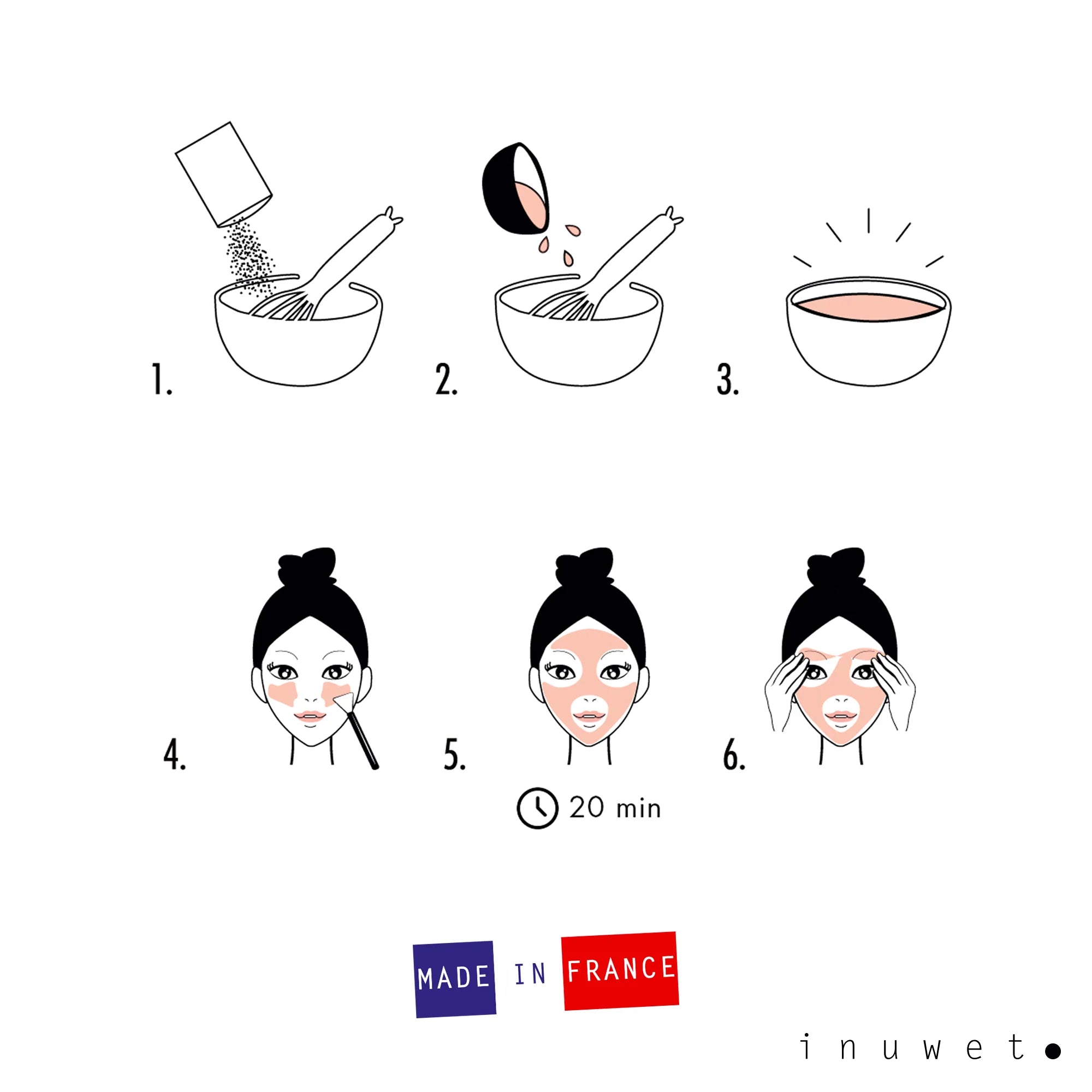 Peel-Off Powder Face Mask "Rose/Lychee" - INUWET