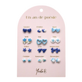 Carte de 12 paires de boucles d'oreille "Bleu" - YUKO B