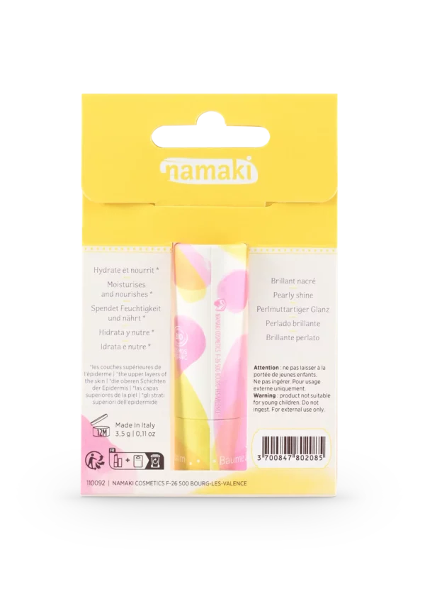 Arrière emballage baume a lèvres namaki vanille 