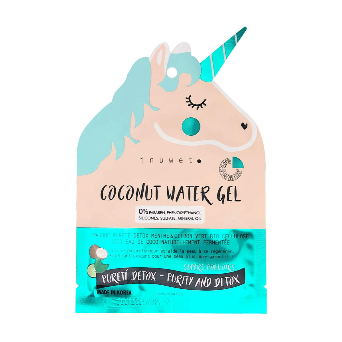 Masque visage licorne "Pureté détox" - INUWET