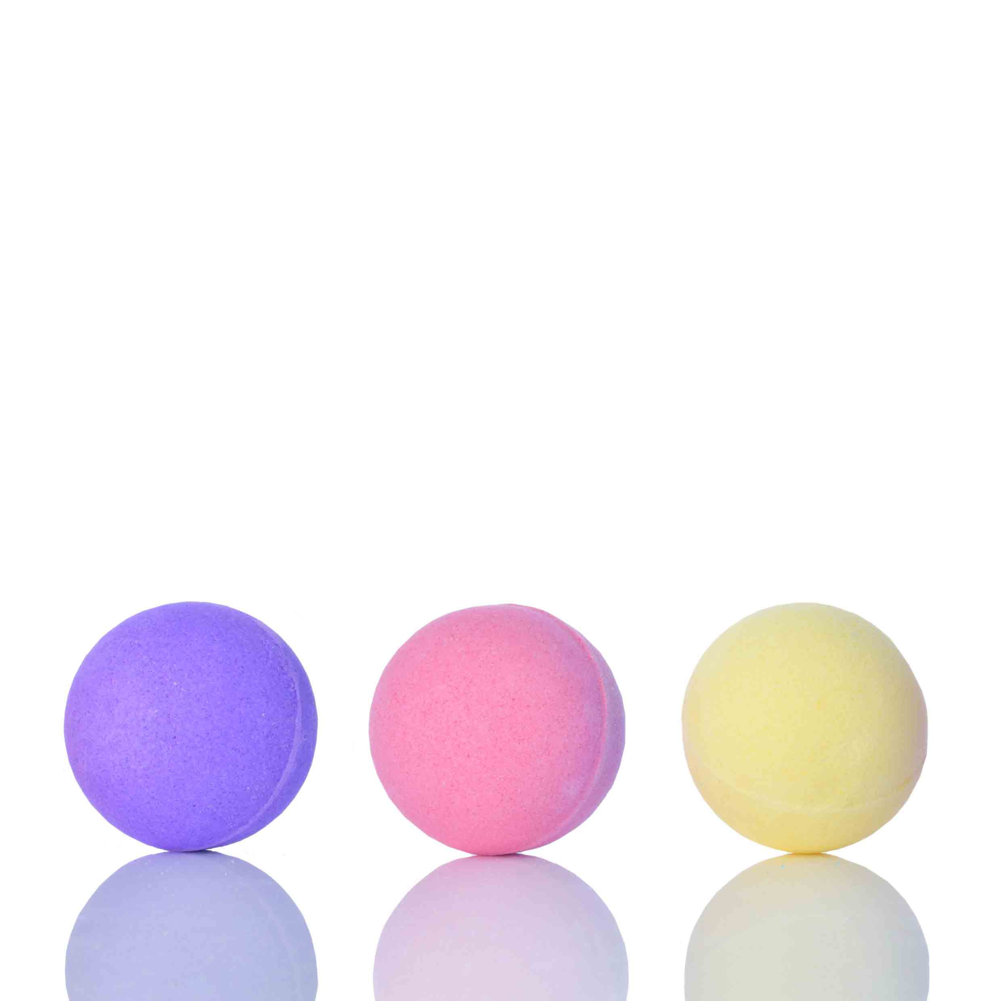 Set of 6 natural bath bombs for sensitive skin "Rainbowfizz" - MISS NELLA