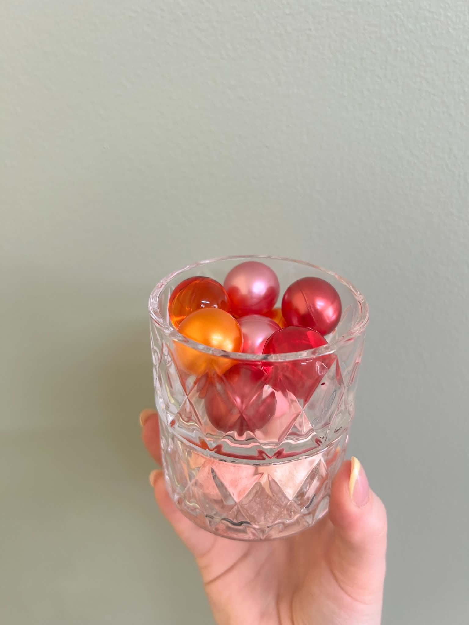 Pot en verre avec perles de bain (15 perles)