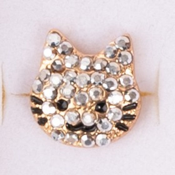 Bague spinner tête de chat en strass cristal Great Pretenders