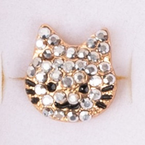 Bague spinner tête de chat en strass cristal Great Pretenders