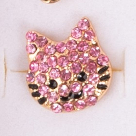 Bague spinner tête de chat en strass rose Great Pretenders