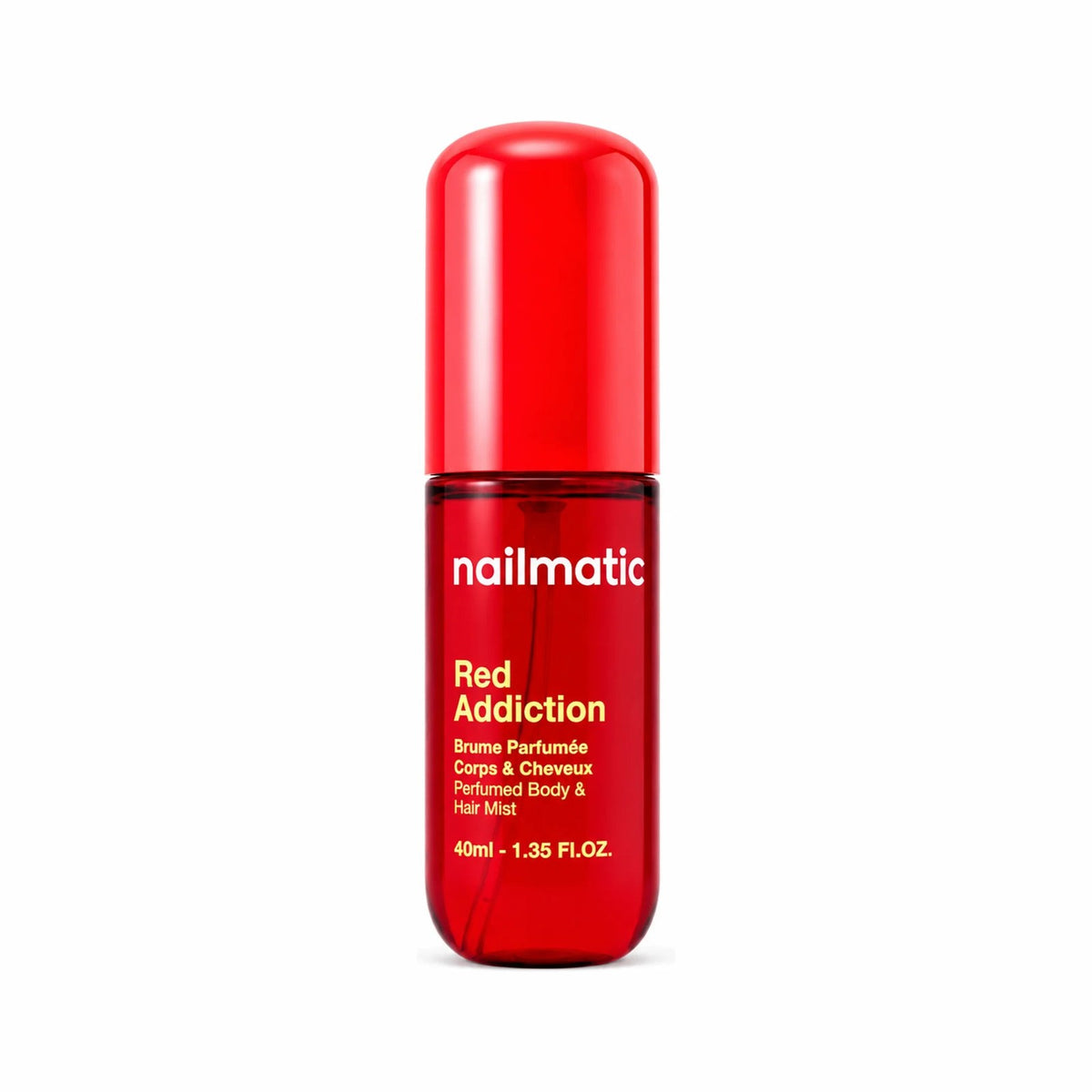 Brume parfumée corps et cheveux Red Addiction Nailmatic, flacon de 40 ml