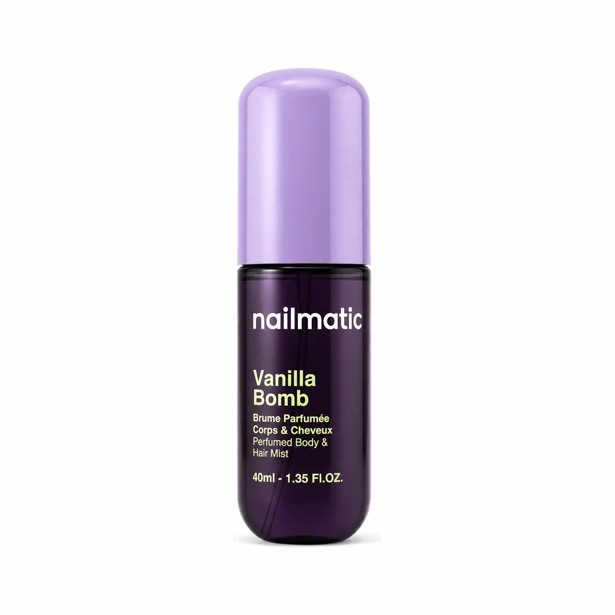 Brume parfumée corps et cheveux Vanilla Bomb Nailmatic, flacon de 40 ml