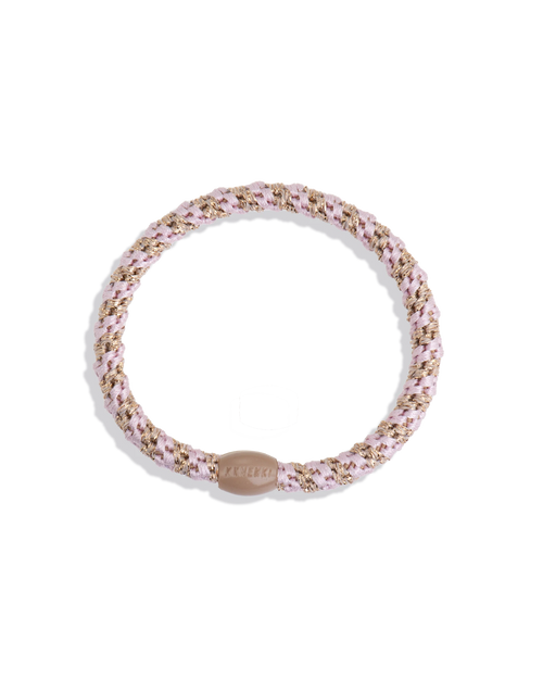 Élastique à cheveux fin Kknekki rose clair et beige pailleté