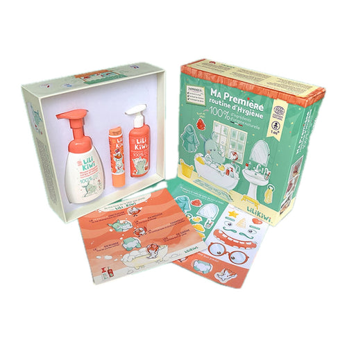 Coffret Ma première routine d'hygiène LiLiKiWi avec shampoing, mousse et dentifrice