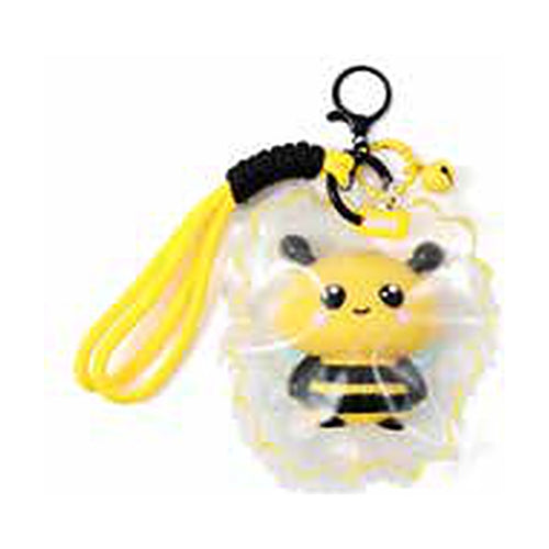 Porte-clés squishy abeille JellyPop dans sa coque transparente