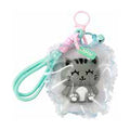 Porte-clés squishy chat gris JellyPop dans sa coque transparente