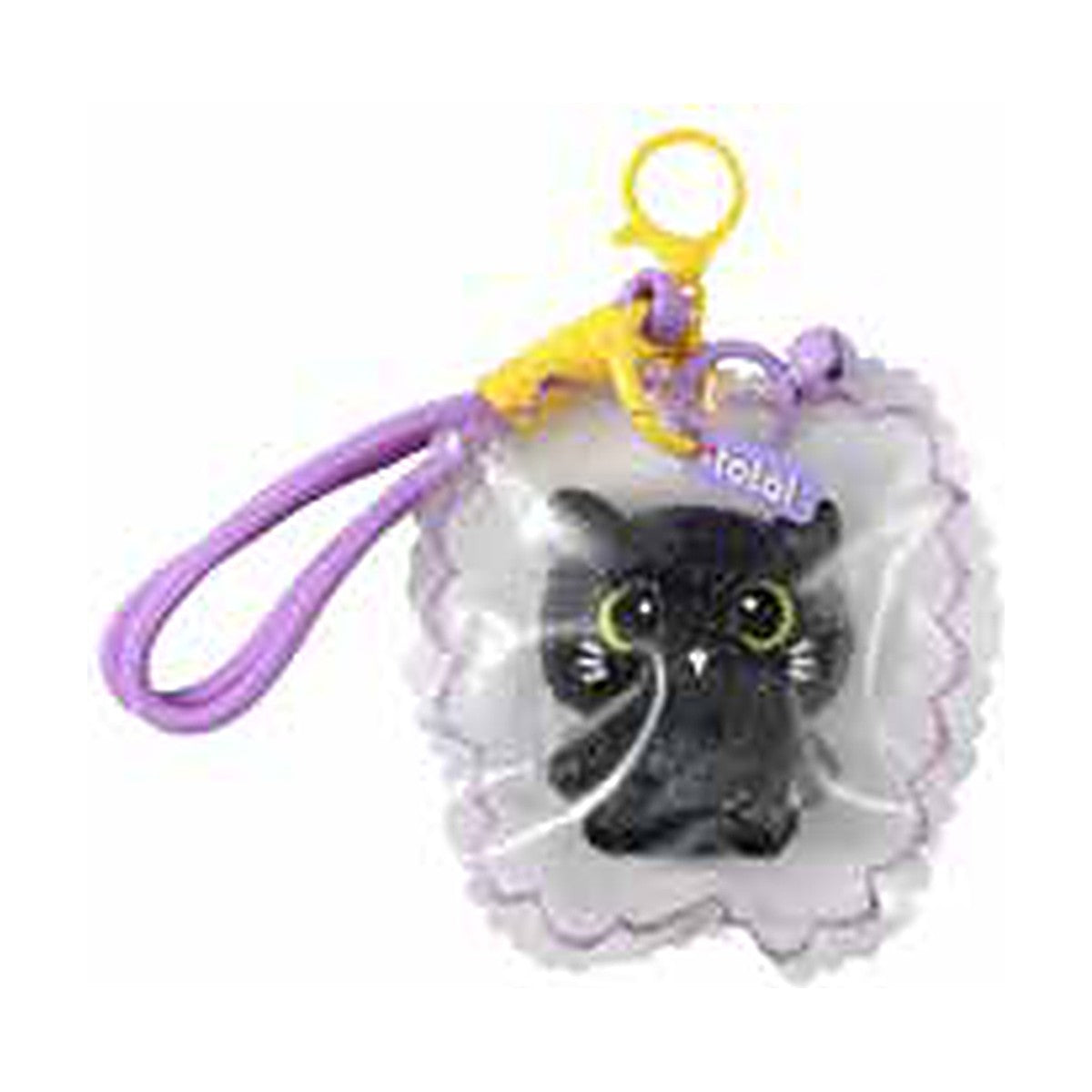 Porte-clés squishy chat noir JellyPop dans sa coque transparente