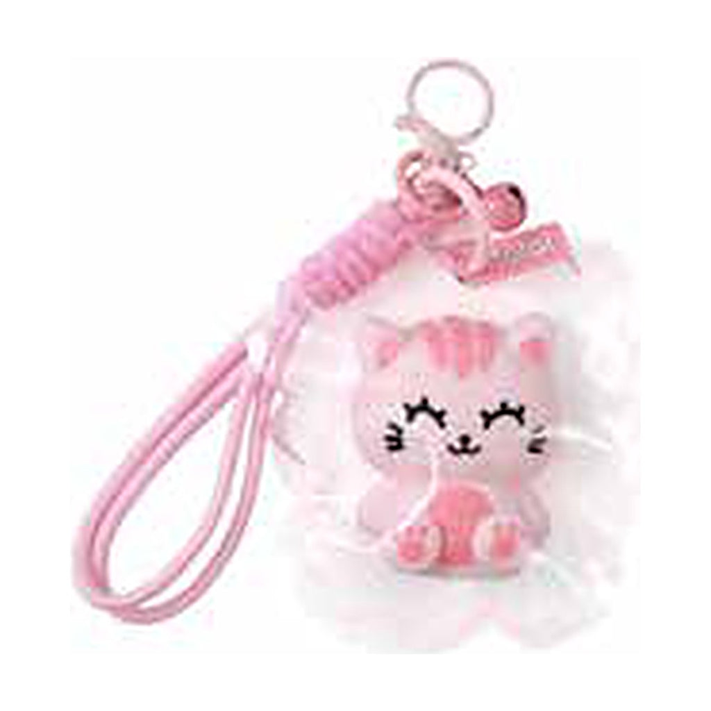 Porte-clés squishy chat rose JellyPop dans sa coque transparente