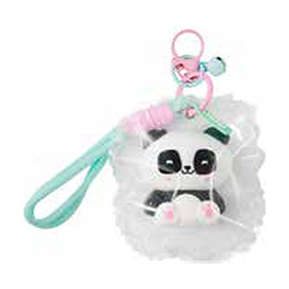Porte-clés squishy panda JellyPop dans sa coque transparente