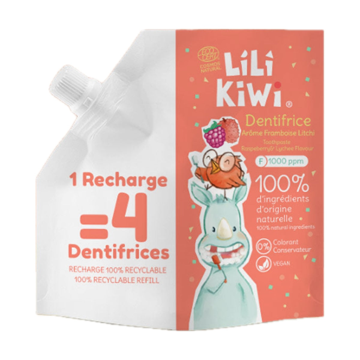 Recharge dentifrice framboise-litchi LiLiKiWi