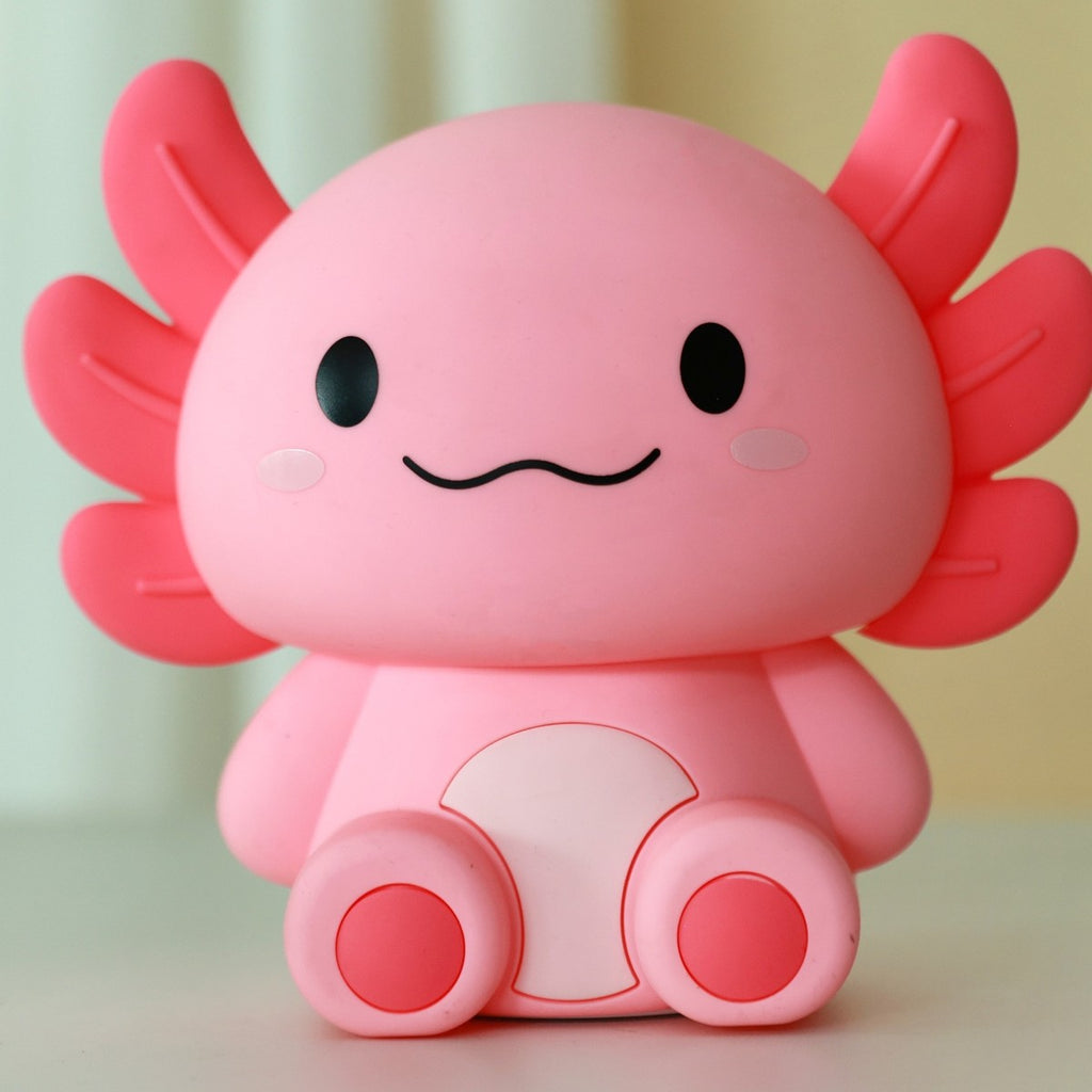 Veilleuse axolotl allumée